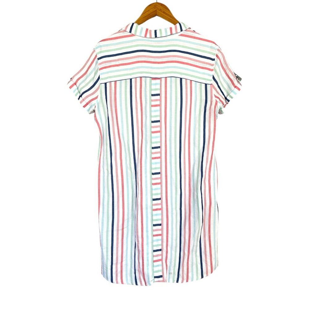 Southern Tide Linen-Blend Striped Mini Dress in White, Blue & Pink - Picture 8 of 9